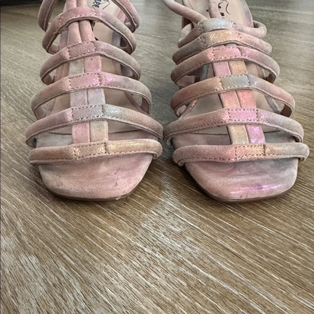 Free People Colette Cinched Heeled Sandals Rainbow iridescent Lustrous Heels 37 - Picture 8 of 15